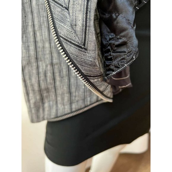 Catherine Bacon Womens Oversized Jacket Coat Black White Stripe Zip One Size - Picture 4 of 12